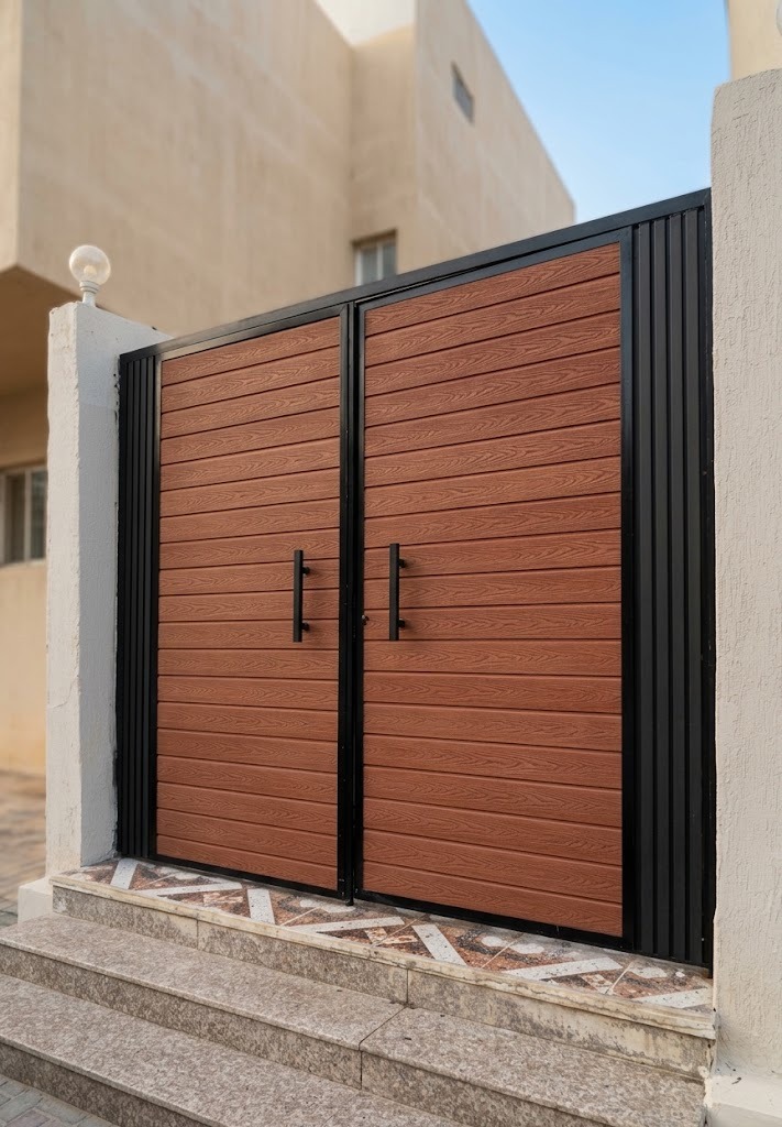باب حديد مودرن بخطوط بسيطة